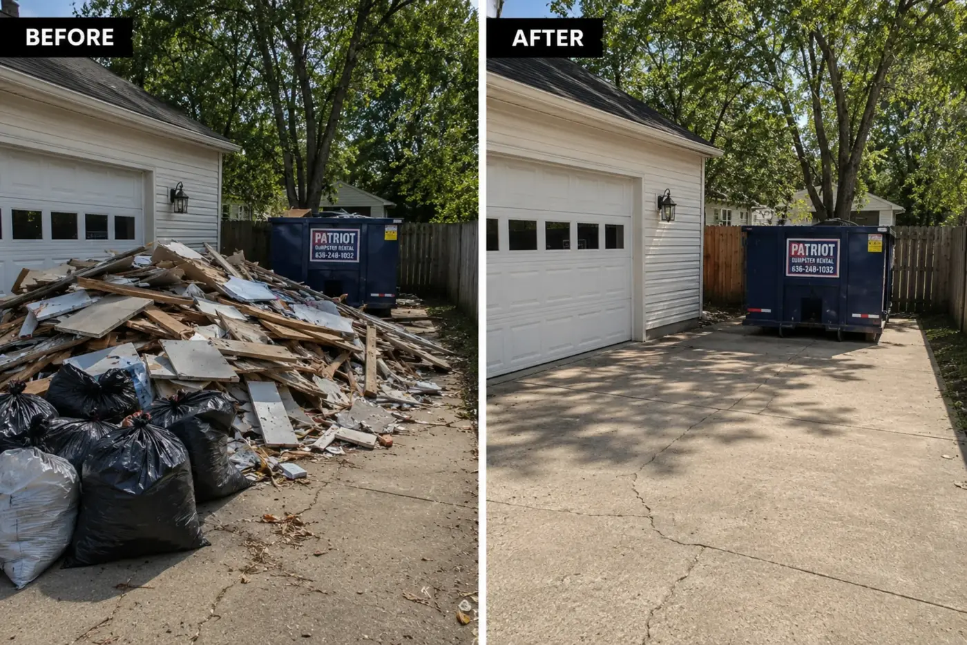 Dumpster rental before cleanup - yard full of debris in Owensboro