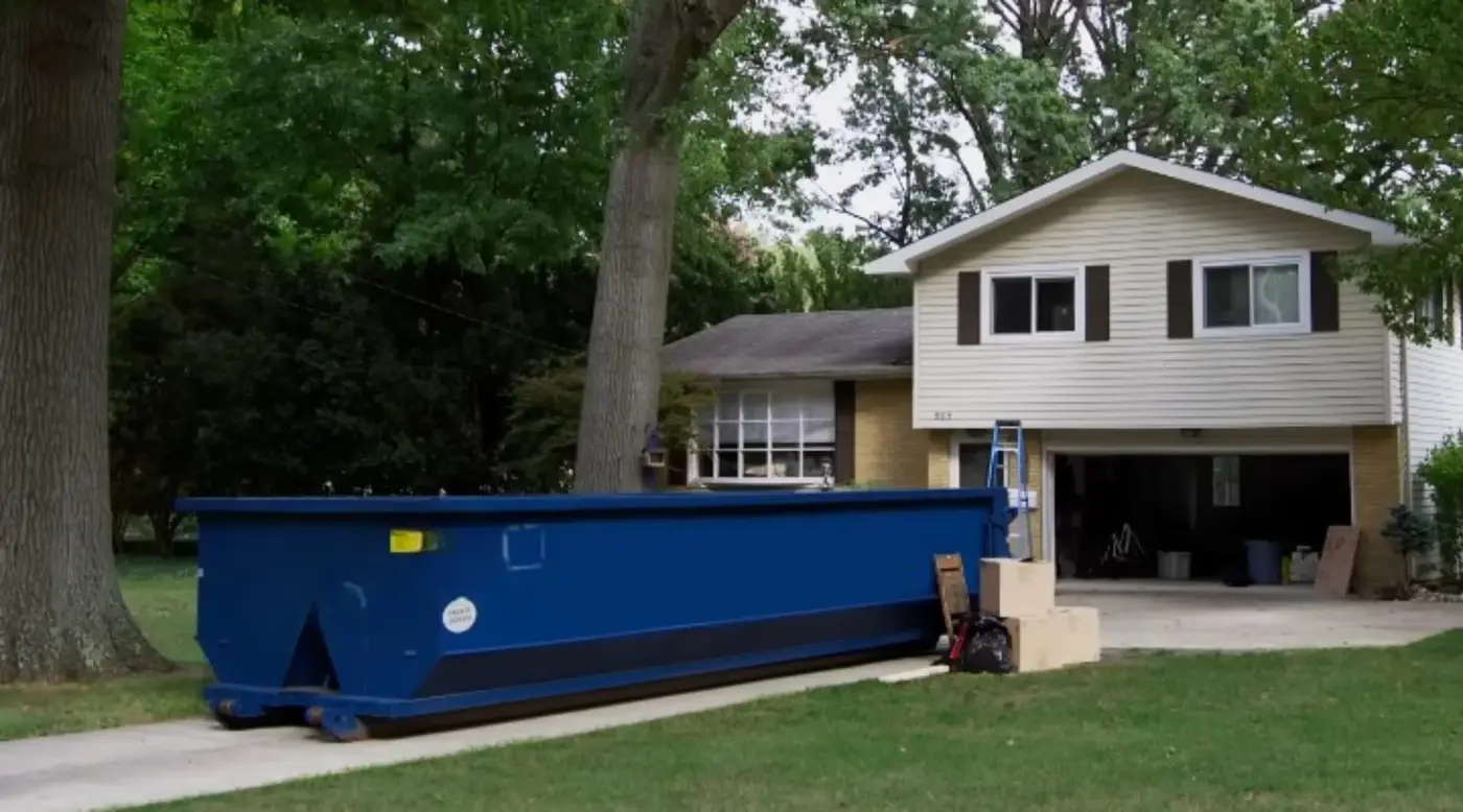 Residential roll off dumpster delivered for a driveway cleanout in Owensboro, KY