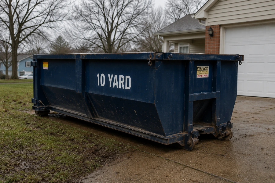 10 yard roll-off dumpster ready for a cleanout in Owensboro KY