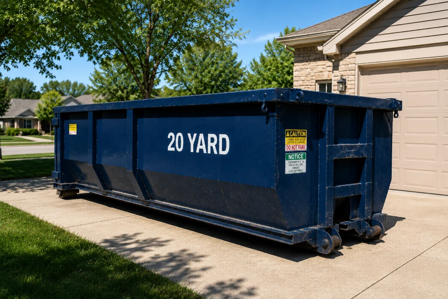 20 yard dumpster rental placed at a job site in Owensboro KY