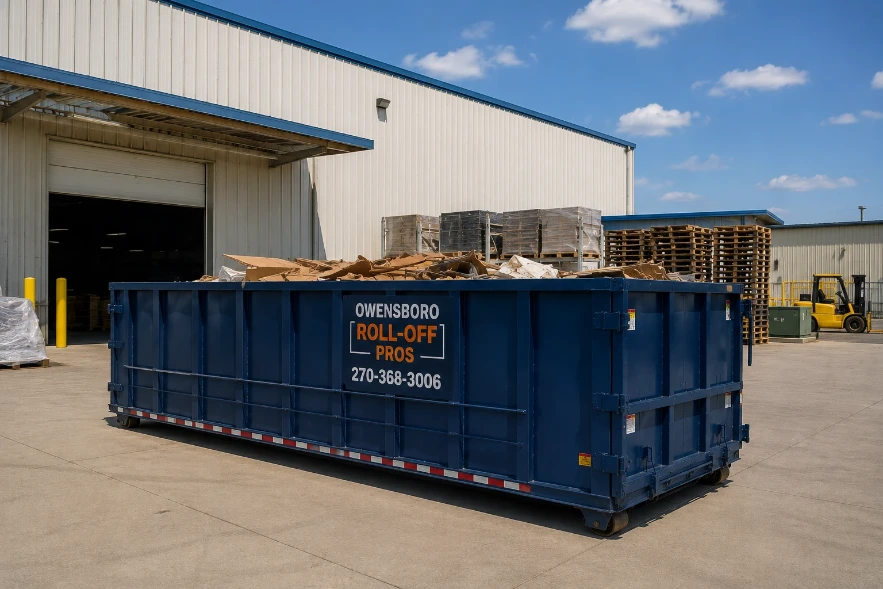Commercial dumpster rental at a light industrial facility in Philpot, KY